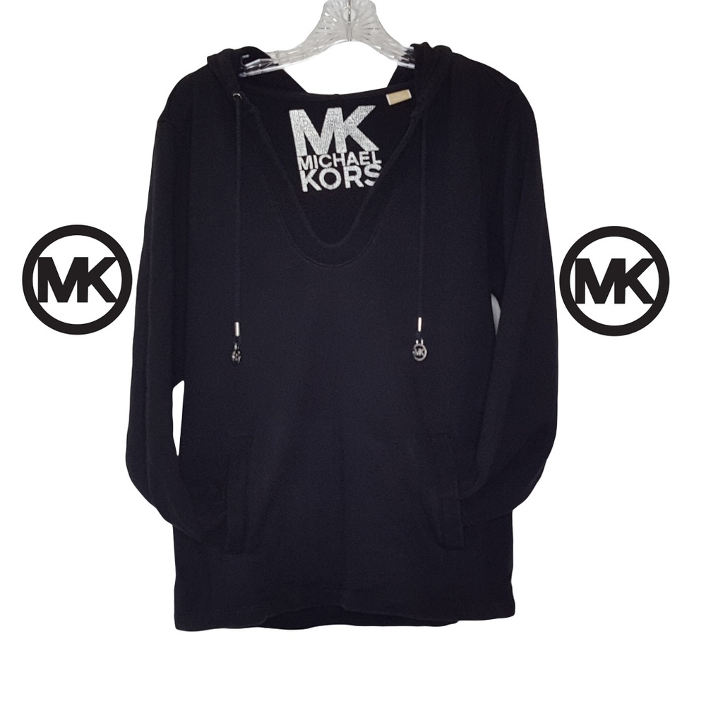 MK | Black V Neck Hoodie Size Medium